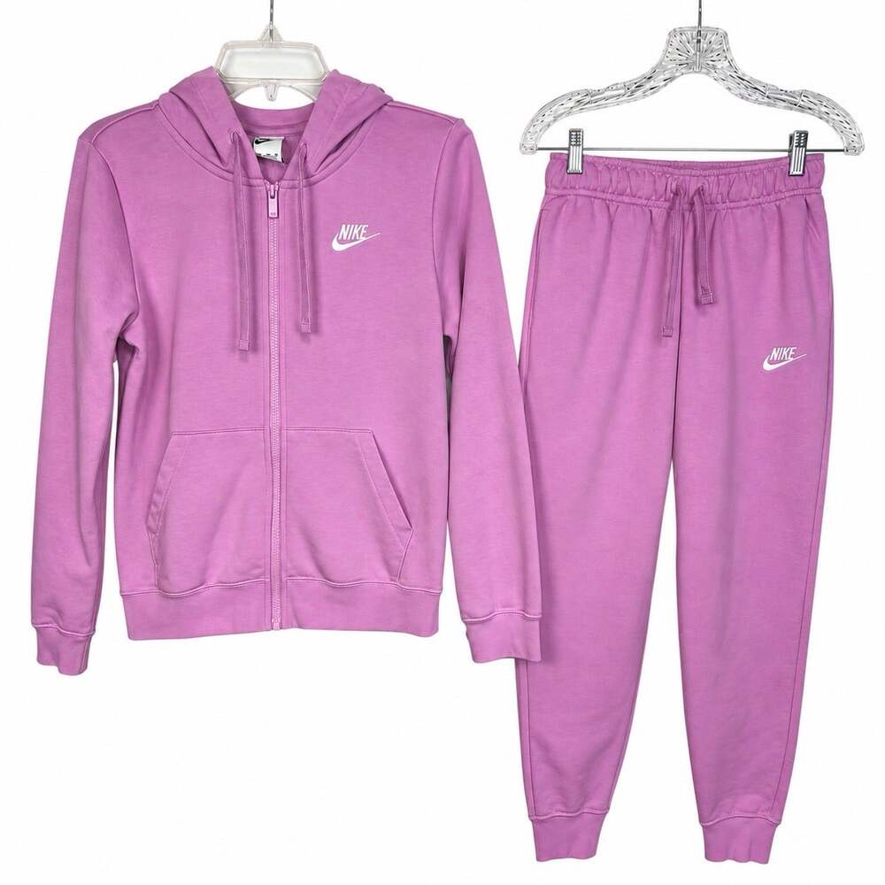 Nike Sportswear Club Fleece Hoodie & Pants Set Womens Size XS Sweatsuit Lilac
